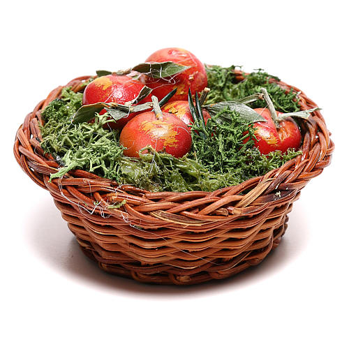 Round basket with apples, for 24 cm Neapolitan nativity 1