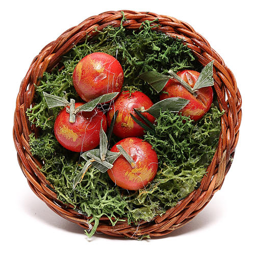 Round basket with apples, for 24 cm Neapolitan nativity 2