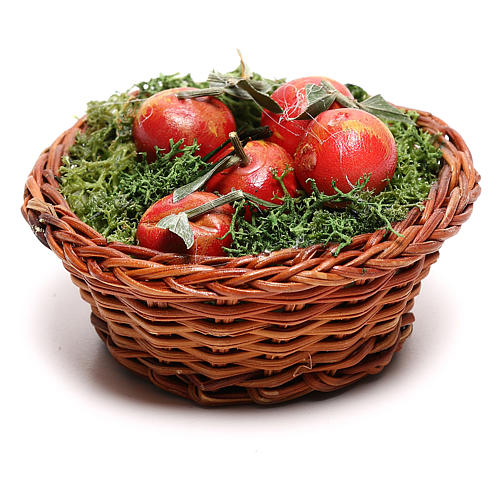 Round basket with apples, for 24 cm Neapolitan nativity 3