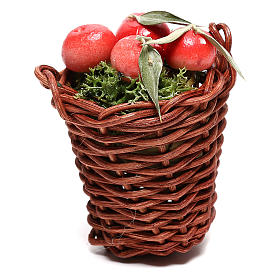 Belén napolitano: Cesta larga con manzanas para belén napolitano de 24 cm Belén napolitano: Cesta larga con manzanas para belén napolitano de 24 cm
