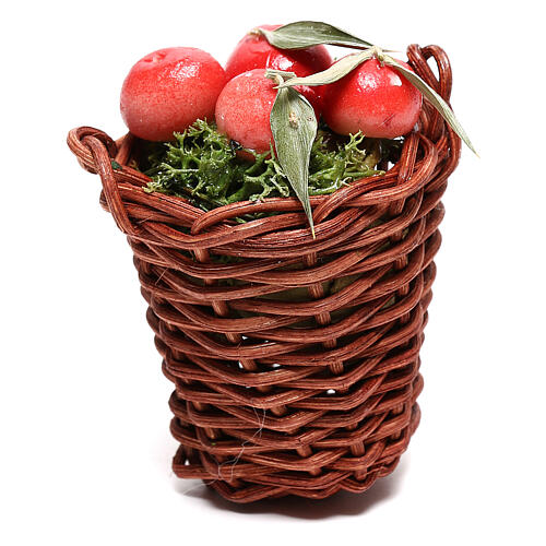 Kosz wysoki z jabłkami do szopki neapolitańskiej 24 cm 1