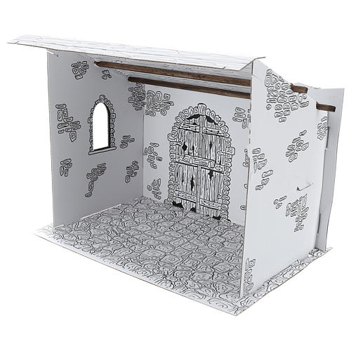 Cabaña belén de cartón 3D hecho con bricolaje 3
