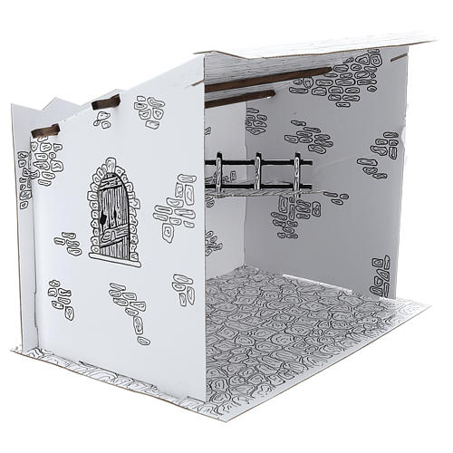 Cabaña belén de cartón 3D hecho con bricolaje 4