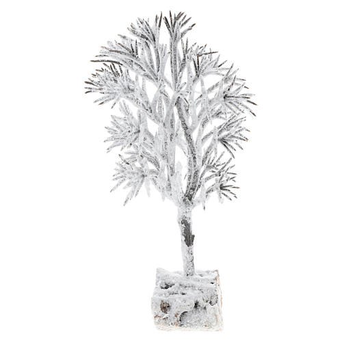 Árvore nevada 20x10x5 cm para bricolagem de presépio com figuras de 8 cm de altura média 1