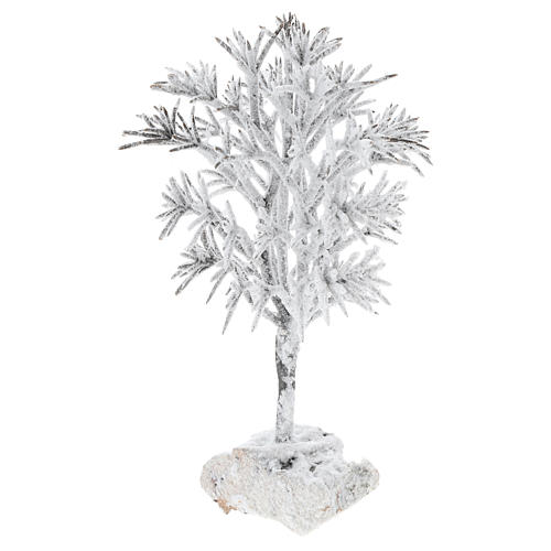 Árvore nevada 20x10x5 cm para bricolagem de presépio com figuras de 8 cm de altura média 3