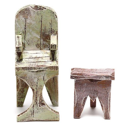 Cadeira barbeiro com apoio para os pés para bricolagem presépio com figuras de 10 cm de altura média 3