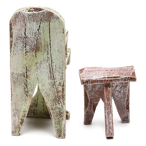 Cadeira barbeiro com apoio para os pés para bricolagem presépio com figuras de 10 cm de altura média 4