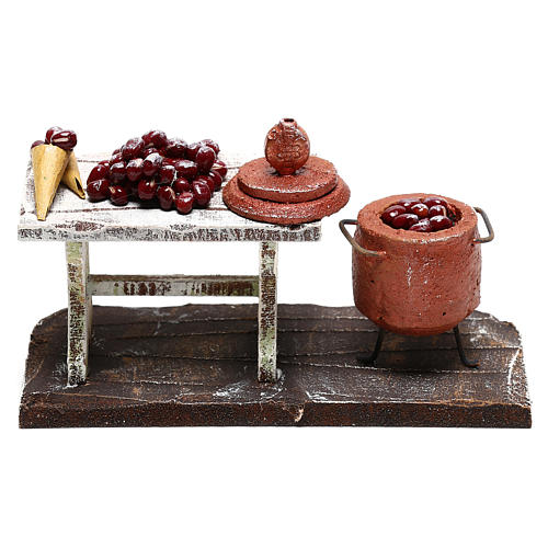 Scene with chestnut pot and table, 10 cm nativity 4