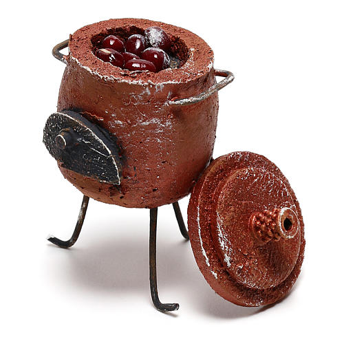 Chestnut pot and lid, 12 cm nativity 2