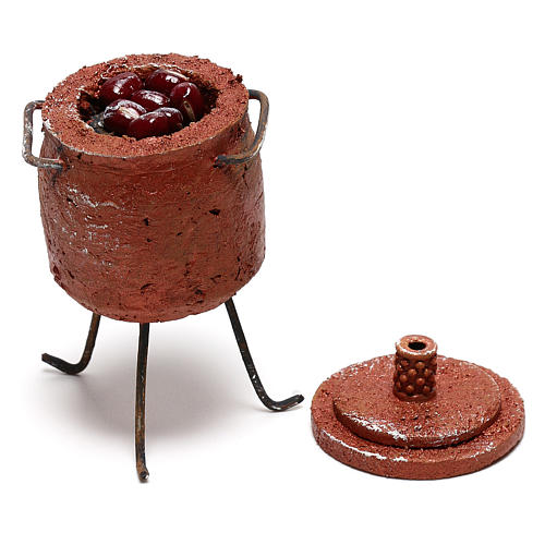 Chestnut pot and lid, 12 cm nativity 3