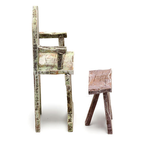 Friseur-Stuhl mit Fussbank für 12cm Krippenfiguren 3