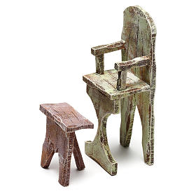 Chair and foot rest for barber, 12 cm nativity