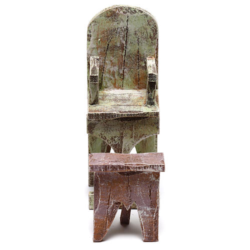 Chair and foot rest for barber, 12 cm nativity 1