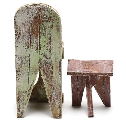 Chair and foot rest for barber, 12 cm nativity 4