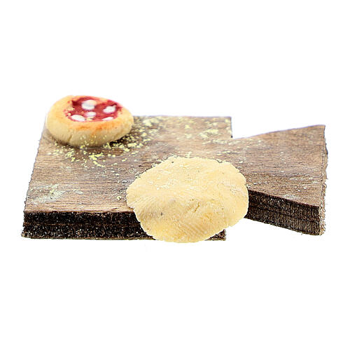 Holzbrett mit Pizzateig für 12cm neapolitanische Krippe 3