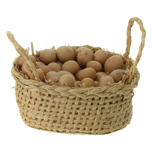 Korb, gefüllt mit Eiern, für DIY-Krippe, 3 cm 1