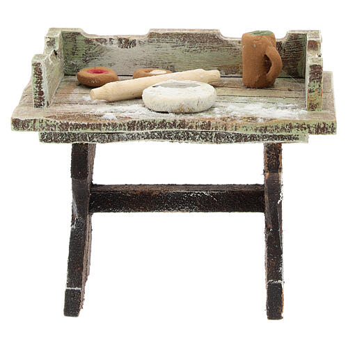 Pizzabäcker-Holztisch für Krippen 12 cm 1