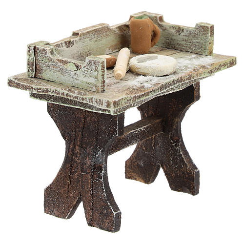 Pizza making table wood, 12 cm nativity 3