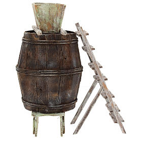 Barrel with ladder and grape press, 12 cm nativity