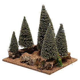 Forêt de sapins pour crèche en style nordique de 6 cm