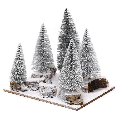 Florestas de pinhos nevados para presépio de estilo nórdico com figuras de 6 cm de altura média 2