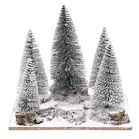 Snowy Pine wood in nordic style for 6 cm Nativity Scene