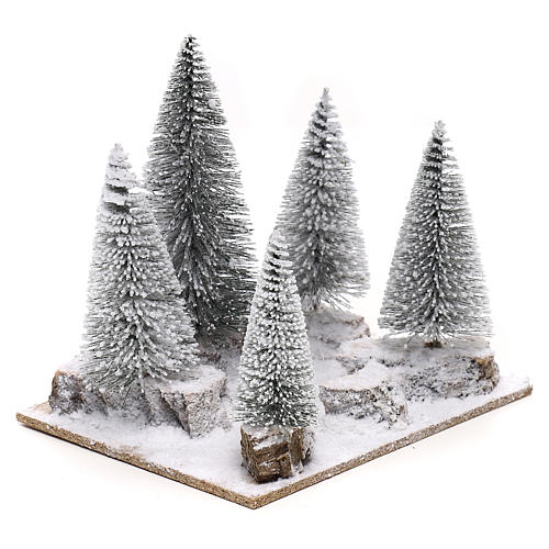 Snowy Pine wood in nordic style for 6 cm Nativity Scene 3