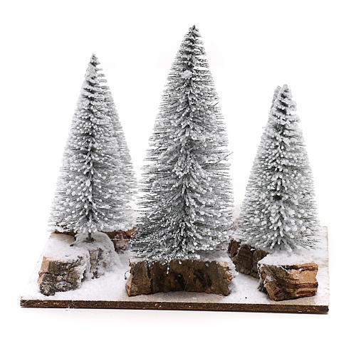 Snowy Pine wood in nordic style for 6 cm Nativity Scene 4