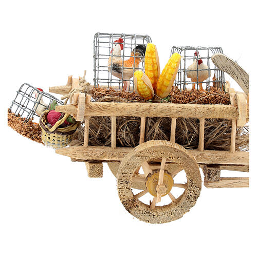 Wagen mit Hühnern und Gemüse Krippe 10 cm 2