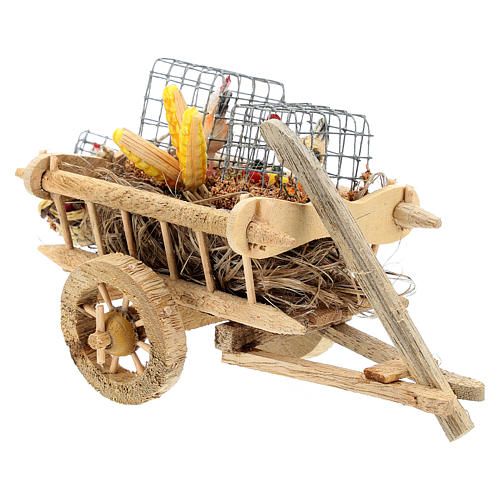 Cart with hens and vegetables, 10 cm nativity 3