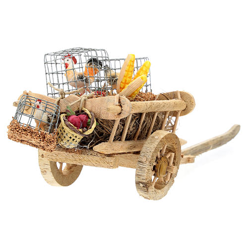Cart with hens and vegetables, 10 cm nativity 5
