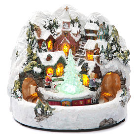 Winterszenen: Weihnachtsszene mit Zug 20x20cm Winterszenen: Weihnachtsszene mit Zug 20x20cm