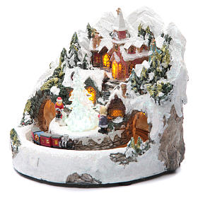 Winterszenen: Weihnachtsszene mit Zug 20x20cm Winterszenen: Weihnachtsszene mit Zug 20x20cm