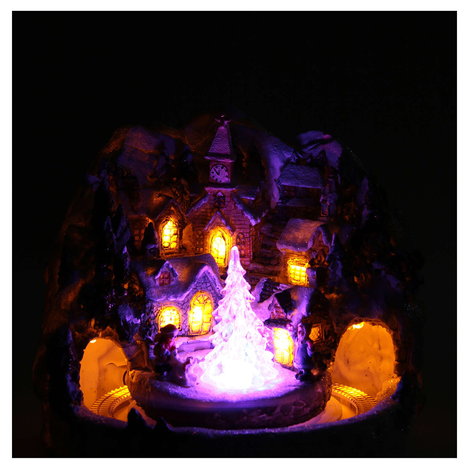 Animated Christmas village houses with train 20x20 cm online sales on