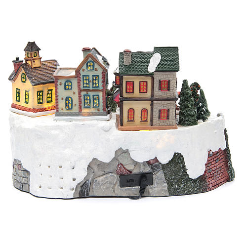 Animated Christmas village with train 35x25x20 cm 4