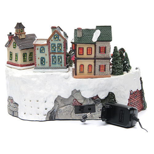 Animated Christmas village with train 35x25x20 cm 5