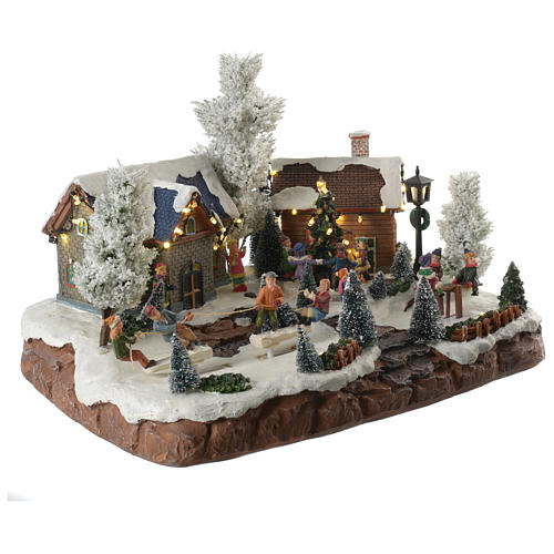 Winter village with music and playground 35x25x25 cm 3