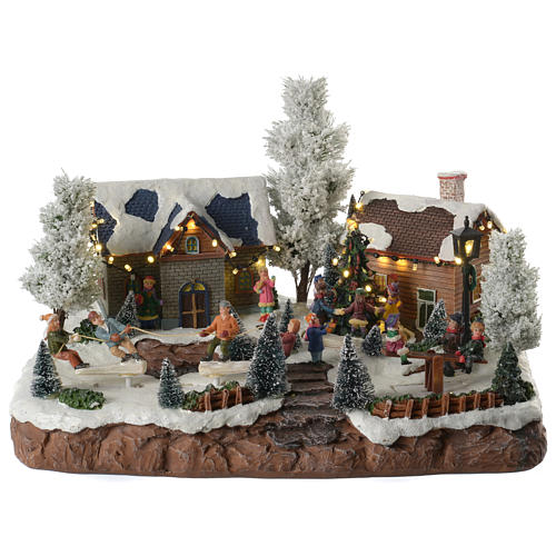 Winter village with music and playground 35x25x25 cm 1