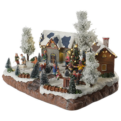Winter village with music and playground 35x25x25 cm 2