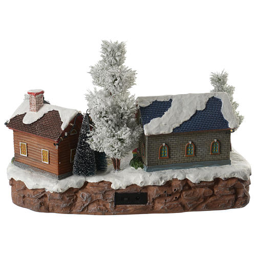 Winter village with music and playground 35x25x25 cm 4