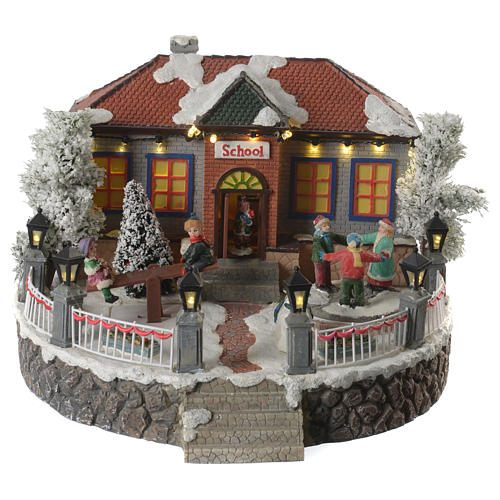 Scuola villaggio invernale musicale 25x25x15 cm 1
