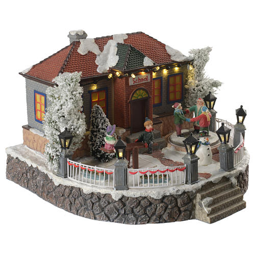 Scuola villaggio invernale musicale 25x25x15 cm 2