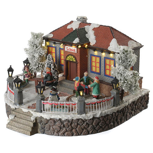 Scuola villaggio invernale musicale 25x25x15 cm 3