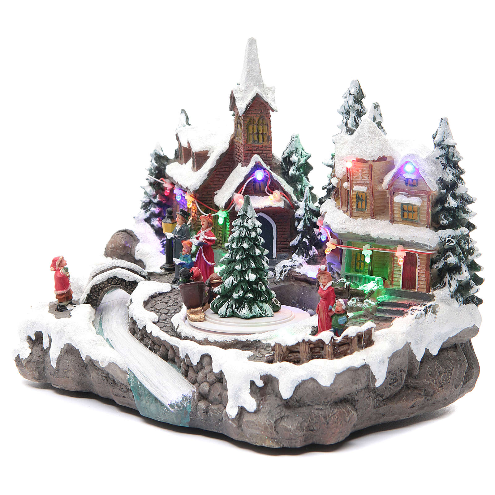 Village Noël éclairage et mouvement 30x15x20 cm | vente en ligne sur