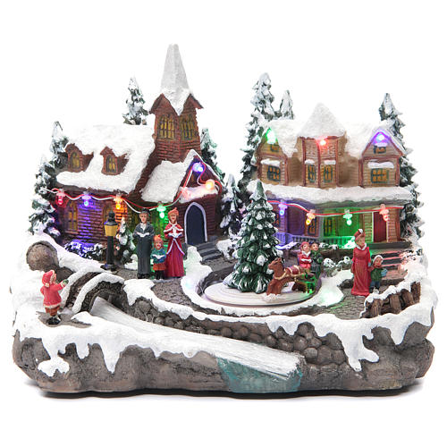 Christmas village with lights and movement 30x15x20 cm 1