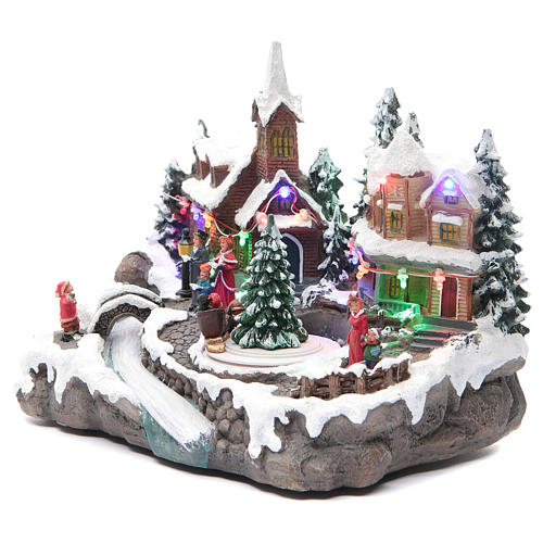 Christmas village with lights and movement 30x15x20 cm 2