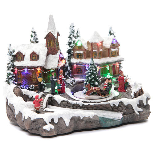 Christmas village with lights and movement 30x15x20 cm 3