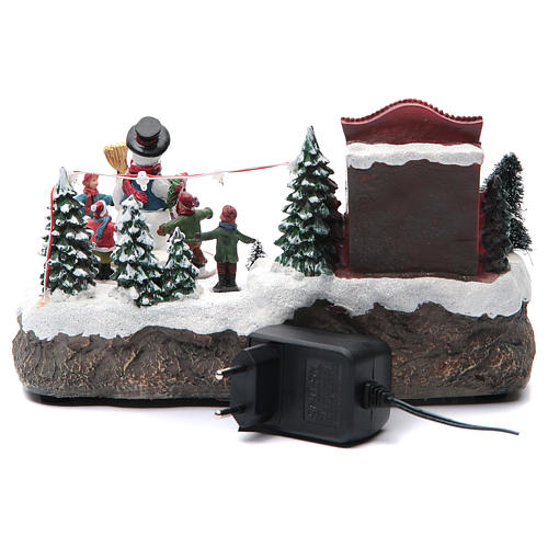 Weihnachtsszene Ringelreihen um Schneemann Durchmesser 20cm 4