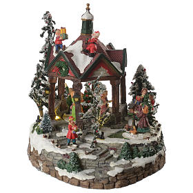 Villages de Noël miniatures: Salle de bal du village avec musique diamètre 25 cm