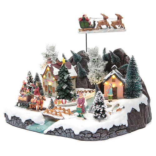 Winter village with Father Christmas's sleigh 30x25x25 cm 2